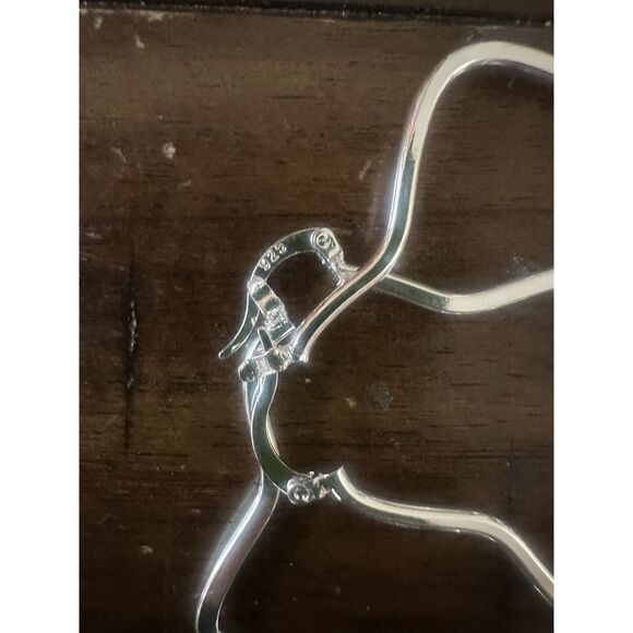 925 Sterling Silver Geometric Earrings Large Hoops - Picture 3 of 4